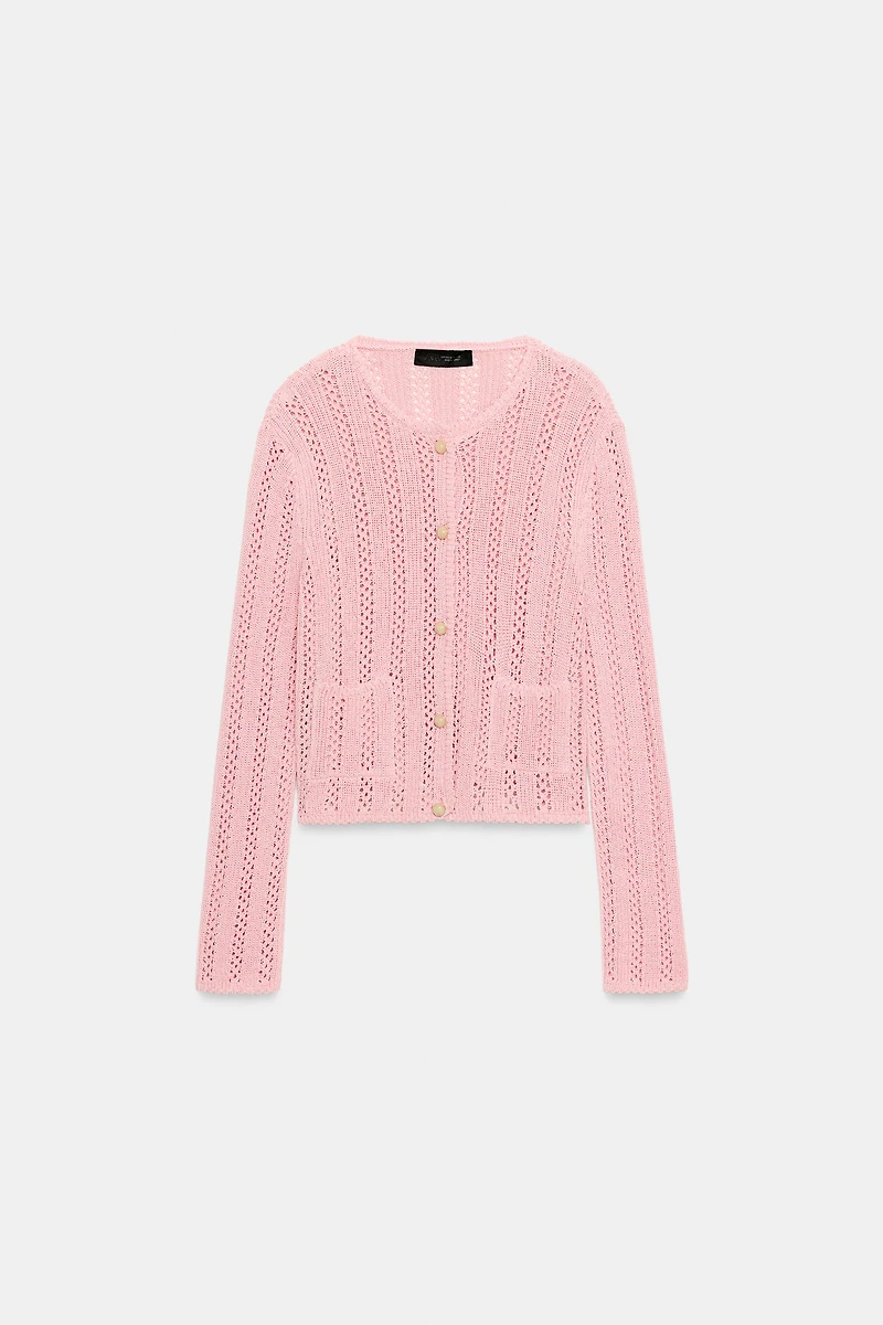 POINTELLE KNIT CARDIGAN
