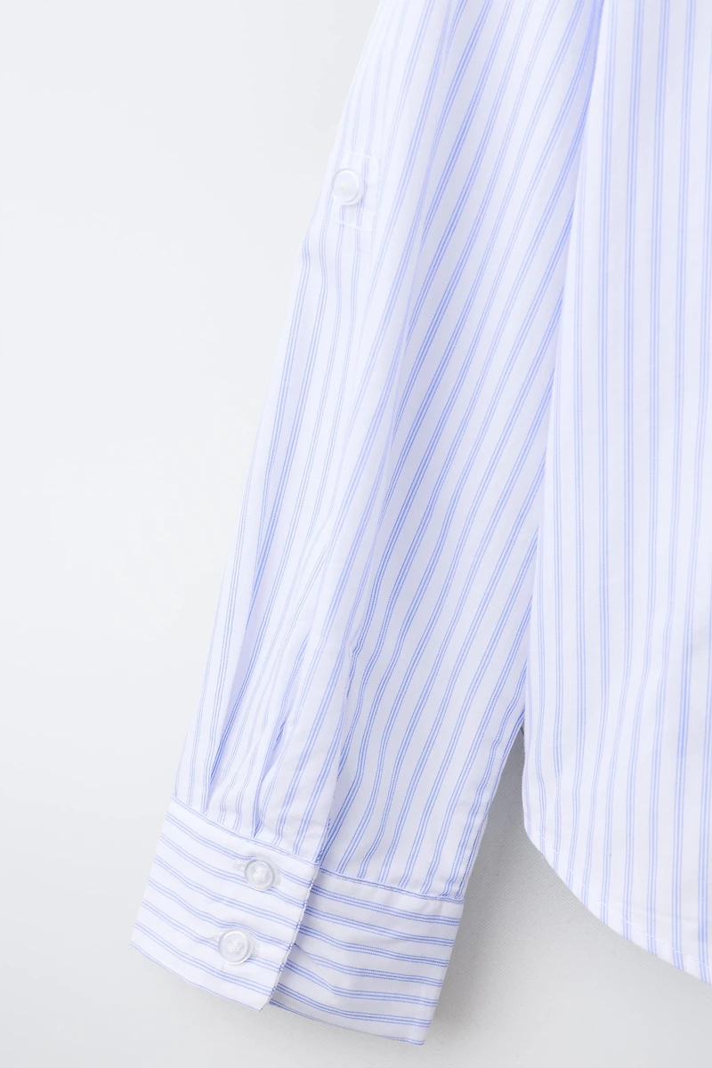 STRIPED SHIRT AND EMBROIDERED RIB T-SHIRT SET