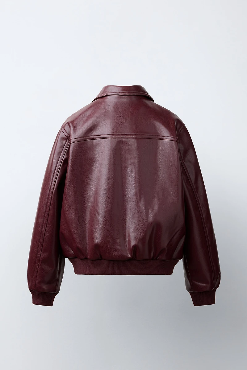 BLOUSON BOMBER EFFET MATIÈRE SYNTHÉTIQUE