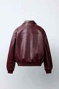 BLOUSON BOMBER EFFET MATIÈRE SYNTHÉTIQUE