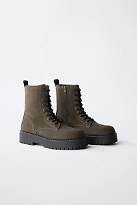 LEATHER LACE-UP BOOTS