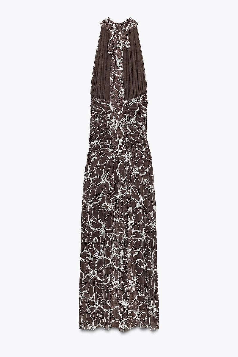 ROBE LONGUE EN TULLE IMPRIMÉ HALTER