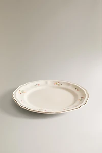 PORCELAIN DESSERT PLATE WITH FLORAL PRINT