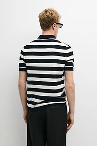 100% cotton striped knit polo shirt