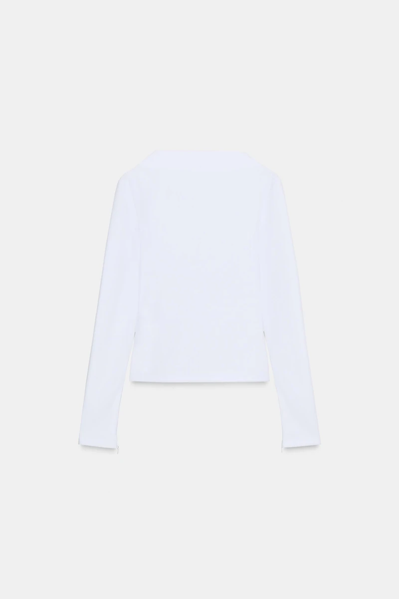 CREPE MOCK NECK T-SHIRT