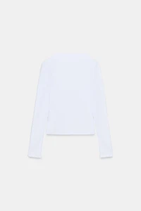 CREPE MOCK NECK T-SHIRT
