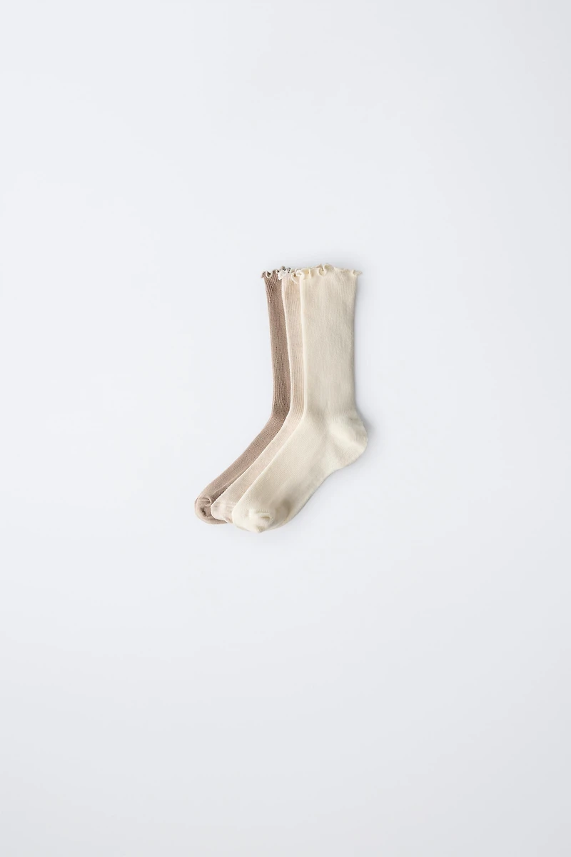 LOT DE TROIS PAIRES CHAUSSETTES HAUTES VELOURS BOUCLÉ