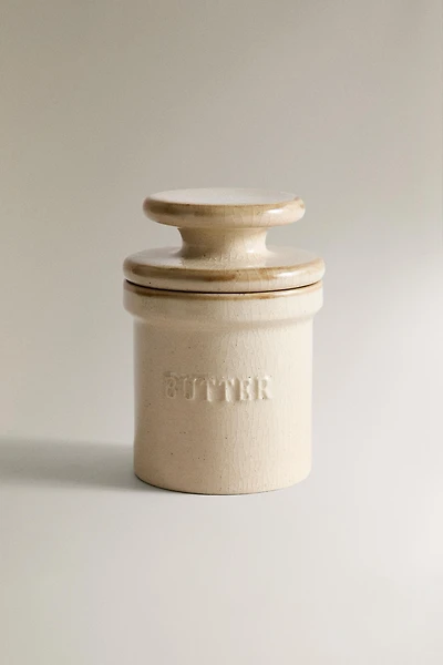 STONEWARE CYLINDRICAL BUTTER DISH