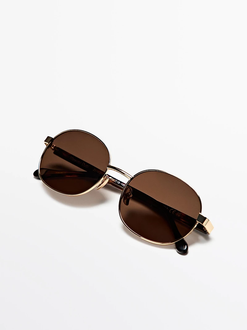 Round metal sunglasses - tortoiseshell effect