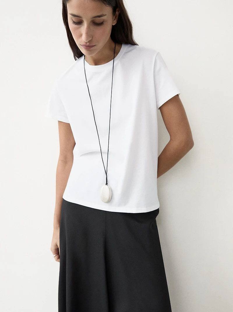 T-shirt en maille 100 % coton à manches courtes