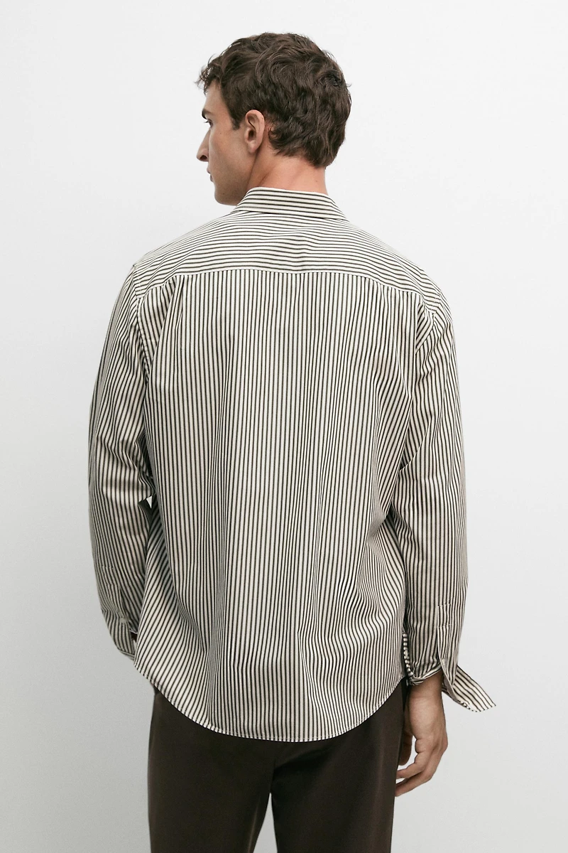 Regular fit striped poplin shirt