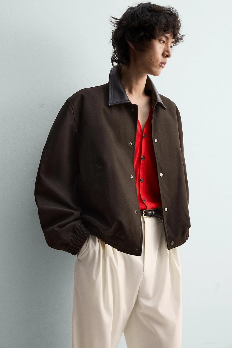 RELAXED FIT JACKET WITH CONTRAST COLLAR