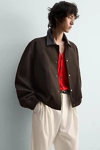 RELAXED FIT JACKET WITH CONTRAST COLLAR