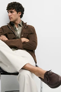 Blouson en cuir suédé à poches