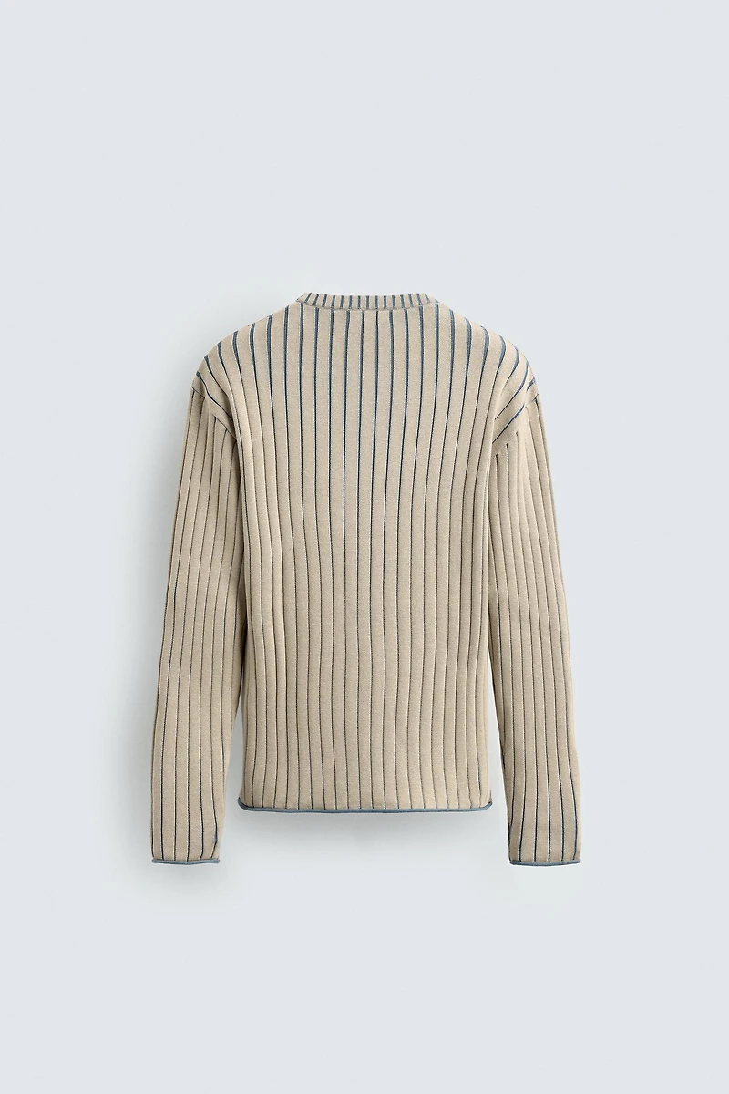 PRINTED TEXT RIBBED JUMPER