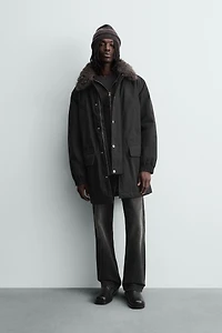 PARKA WITH REMOVABLE FAUX FUR COLLAR