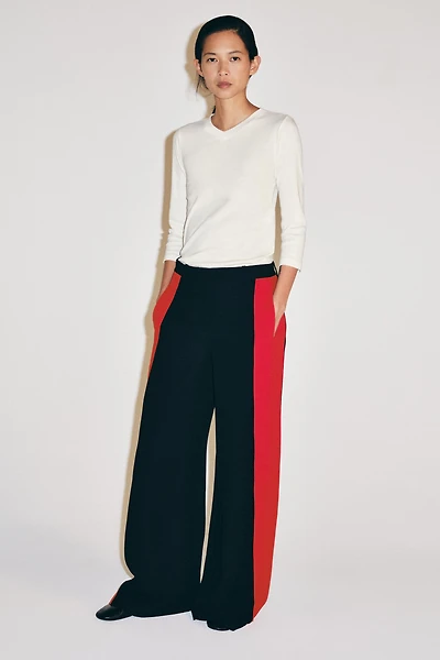 ZW COLLECTION SIDE-STRIPE WIDE-LEG PANTS