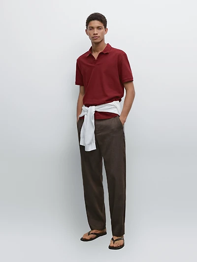 Micro textured piqué cotton polo shirt