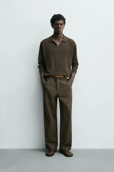 COTTON SILK KNIT POLO SHIRT