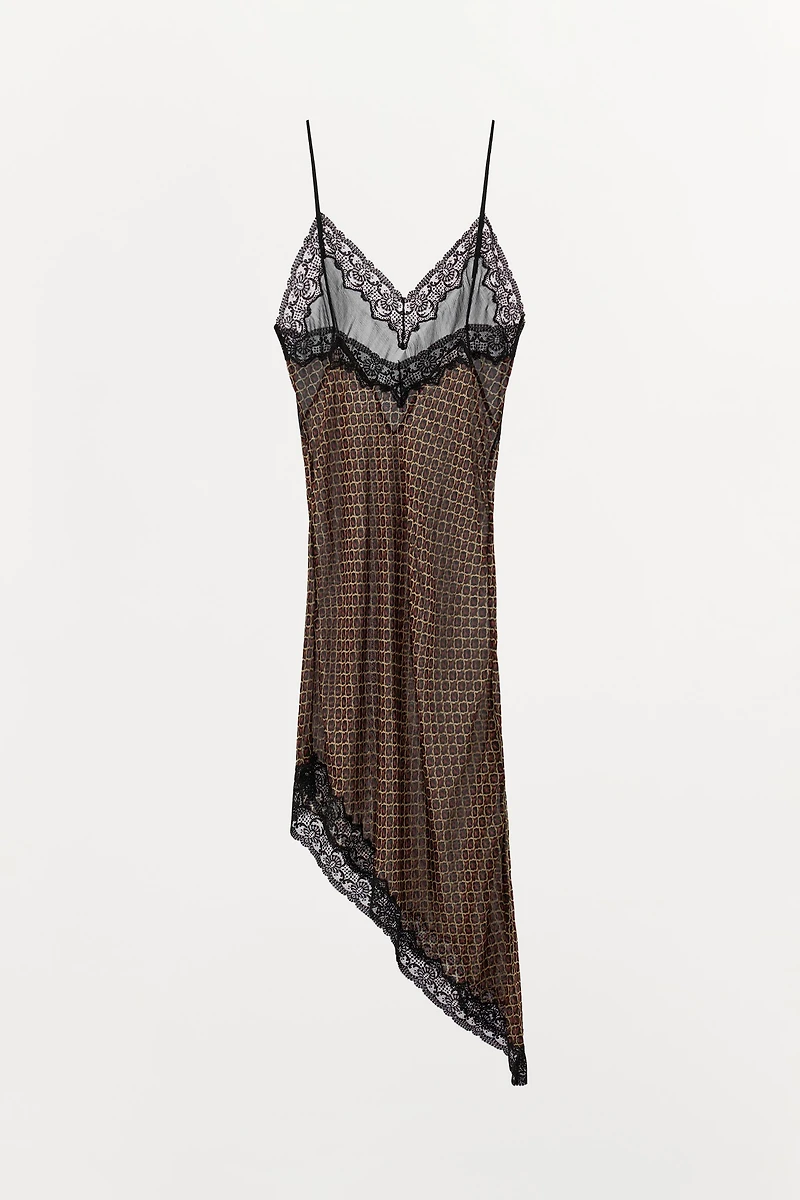 ASYMMETRIC 100% VISCOSE PRINTED DRESS
