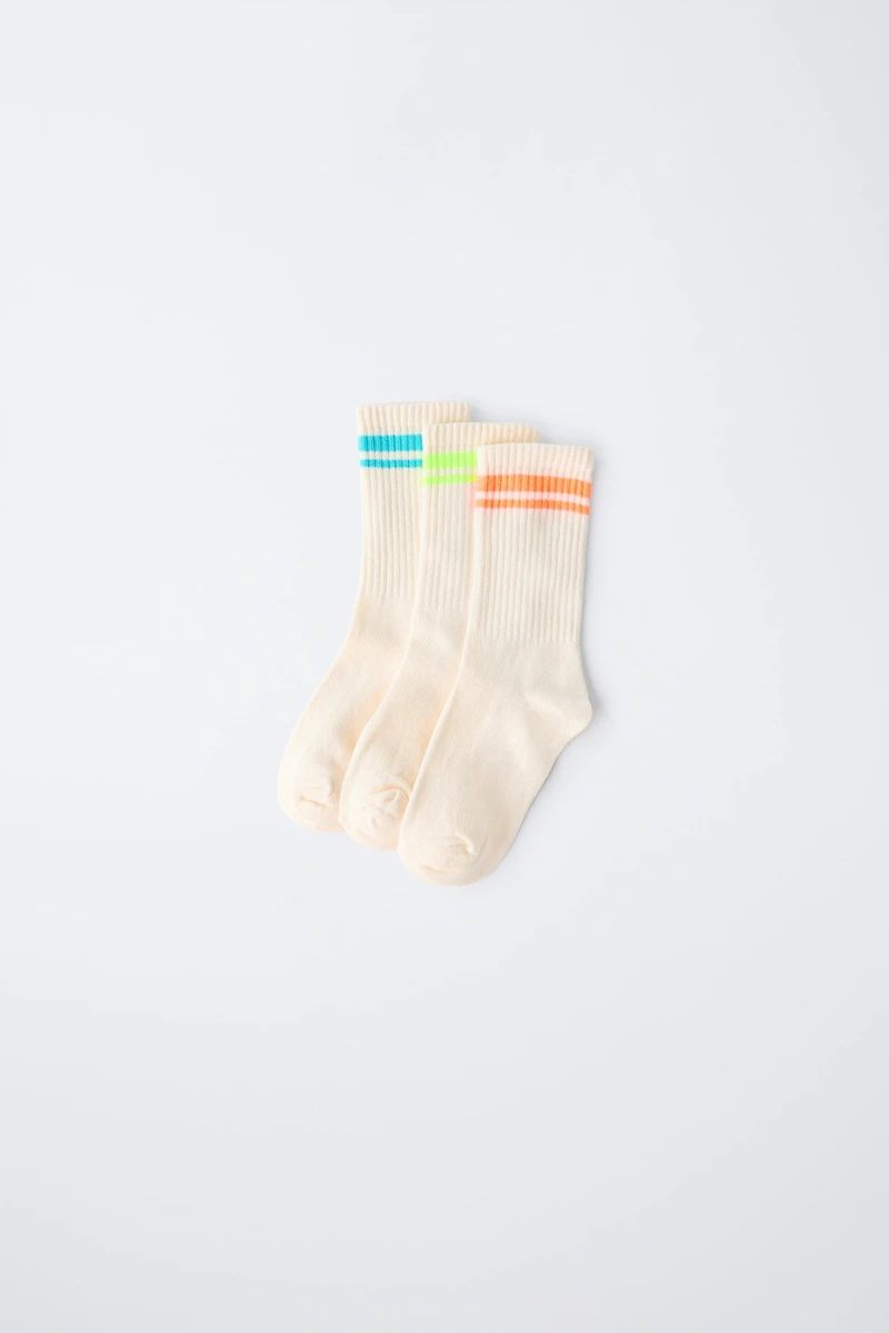THREE-PACK OF STRIPED LONG SOCKS