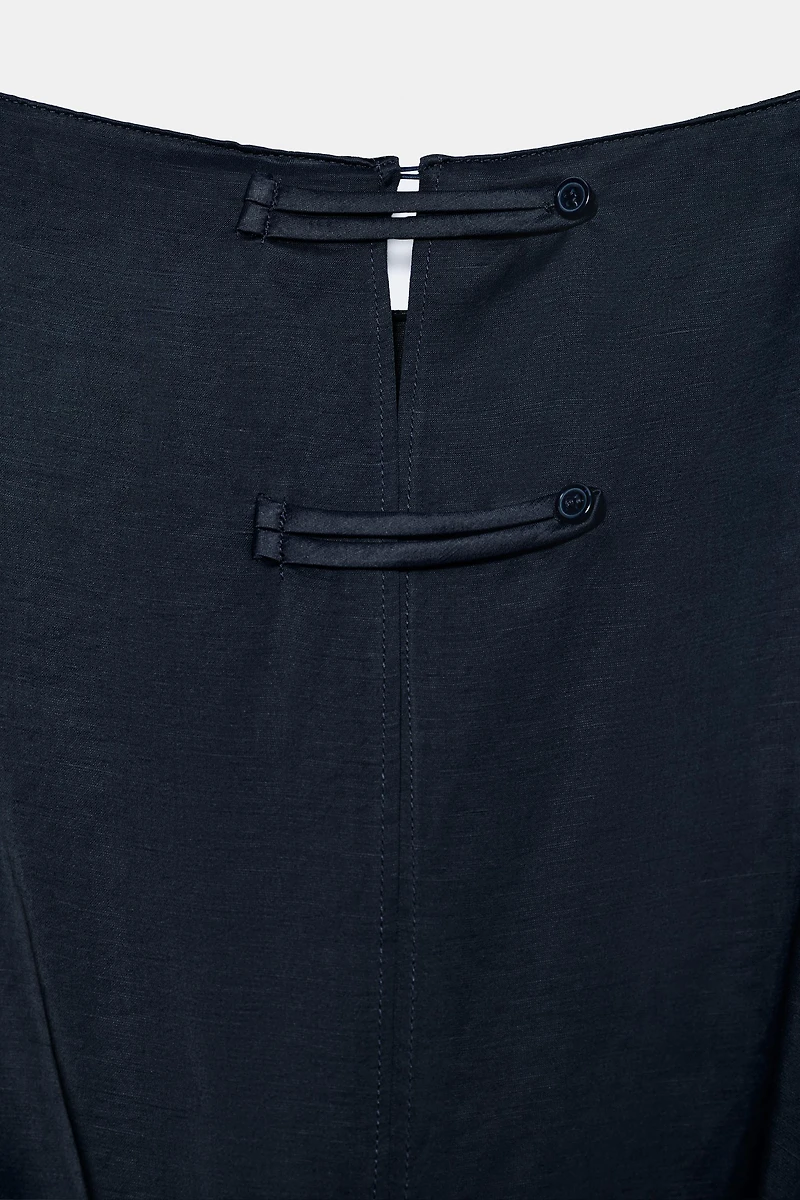 ZW COLLECTION LINEN BLEND BELTED MIDI DRESS