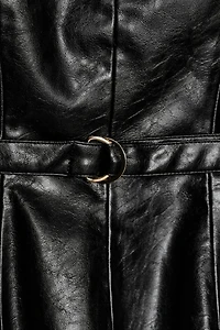 BELTED FAUX LEATHER TOP