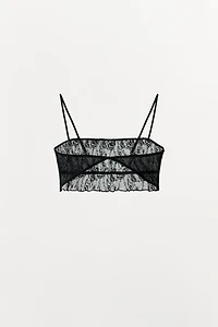 BRALETTE EN DENTELLE PLISSÉE BRODERIES FLEURS