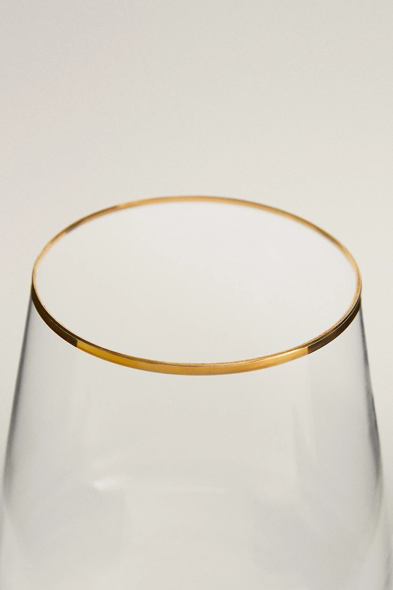BOHEMIA CRYSTAL TUMBLER WITH A GOLDEN RIM