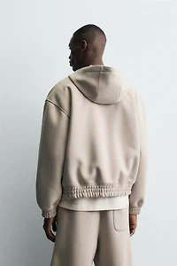 NEOPRENE EFFECT HOODIE SWEATSHIRT WITH ZIPPER