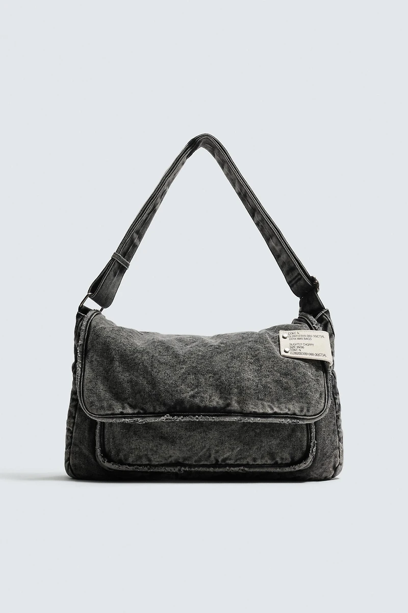 SAC BANDOULIÈRE EN DENIM EFFET DÉLAVÉ