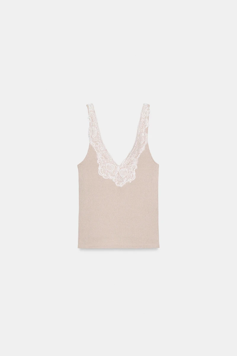 LACE RIBBED TOP