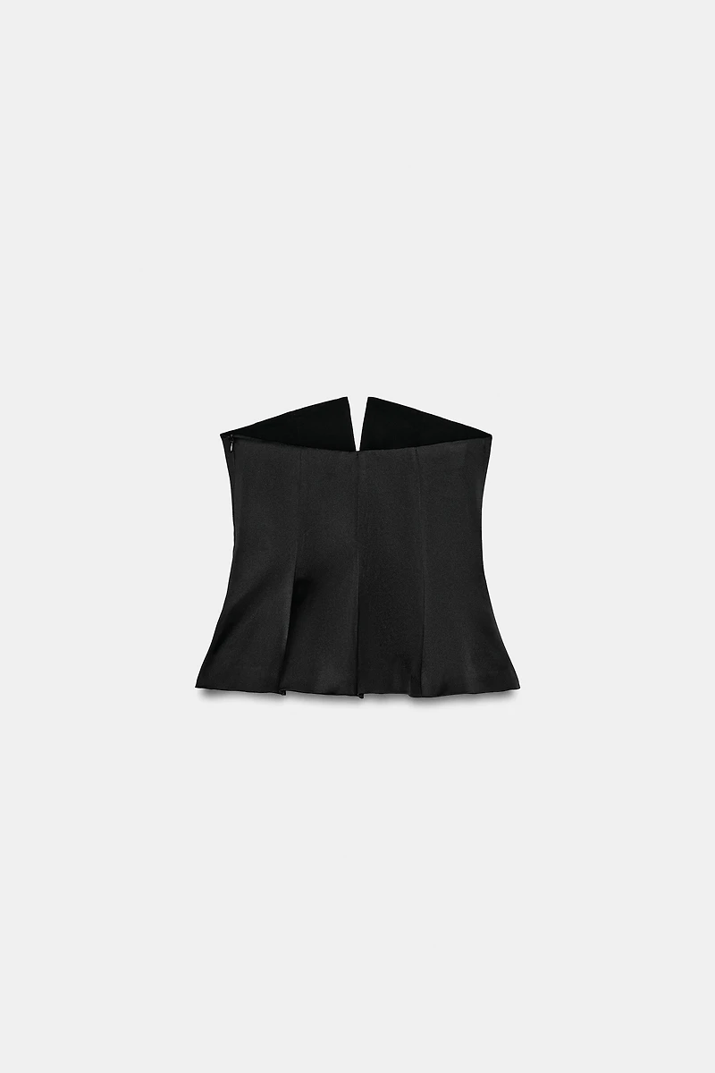 SATIN EFFECT BANDEAU TOP
