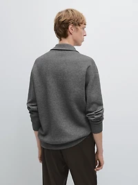 Cotton and wool blend zip-up cardigan