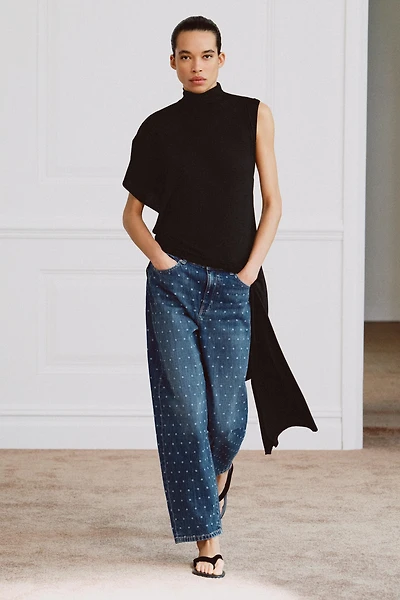 ZW COLLECTION POLKA DOT MID-RISE TAPERED JEANS