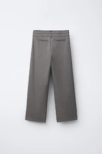 PANTALON LARGE PIED-DE-POULE AVEC DOUBLE CEINTURE