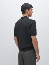 Cotton blend knit polo shirt
