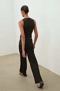 TEXTURED STRAIGHT LEG PANTS