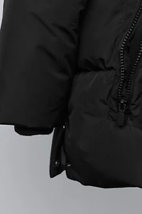 LONG FEATHER AND DOWN WATER REPELLENT WIND RESISTANT PUFFER COAT