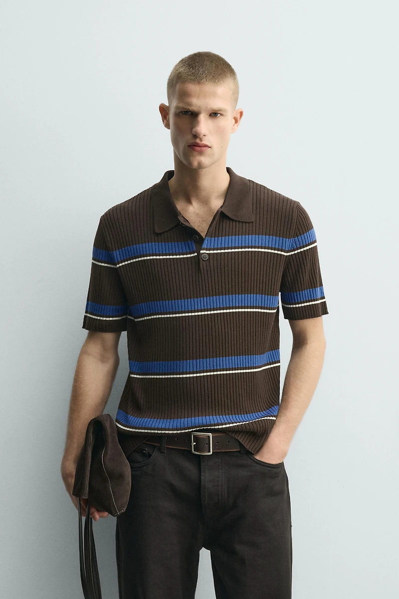JACQUARD STRIPED KNIT POLO
