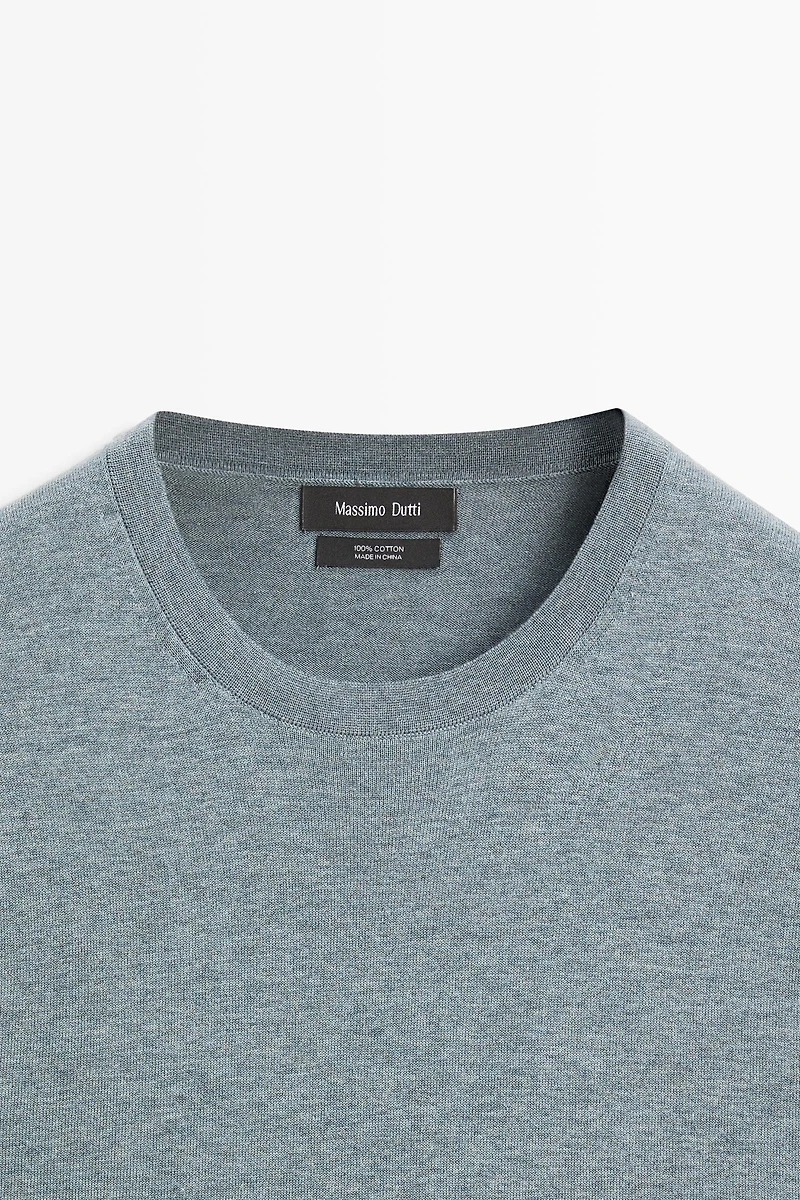 Pull en maille 100 % coton à manches courtes