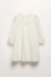 AGES 6-10/ LIMITED EDITION EMBROIDERED FLORAL POPLIN DRESS