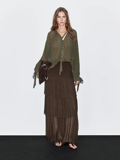 Long ruffled skirt