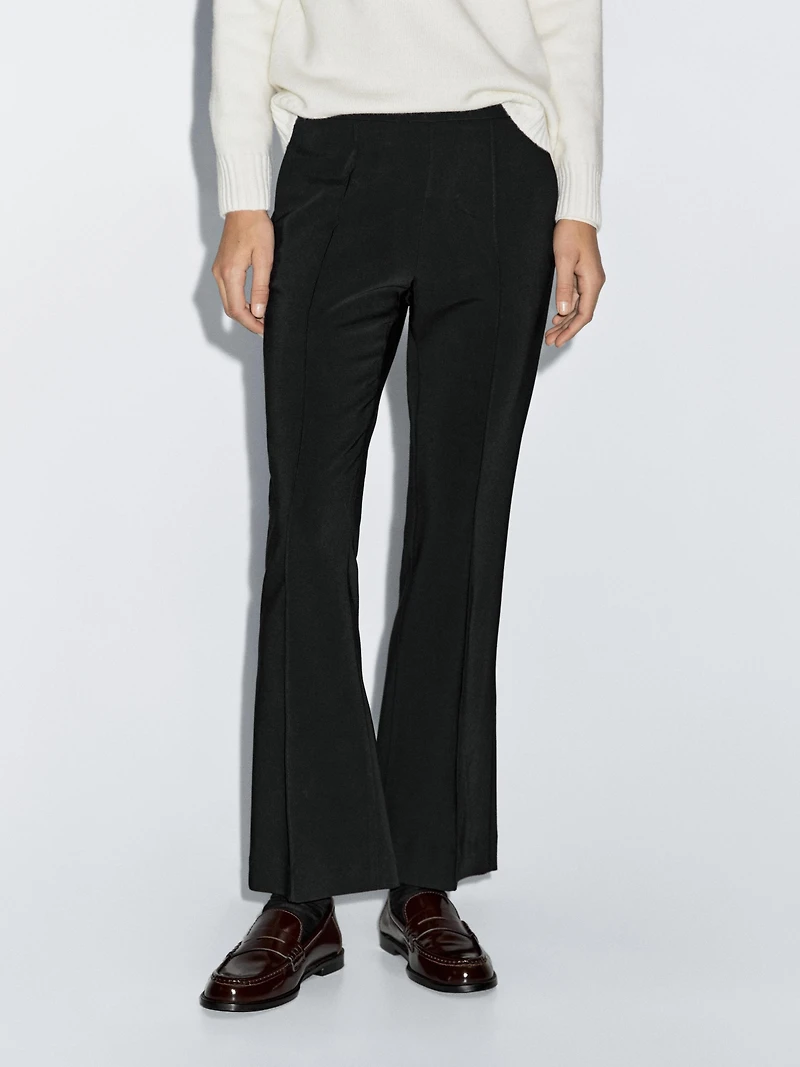 Crepe trousers with seam detail
