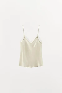 100% SILK LACE TRIM TOP