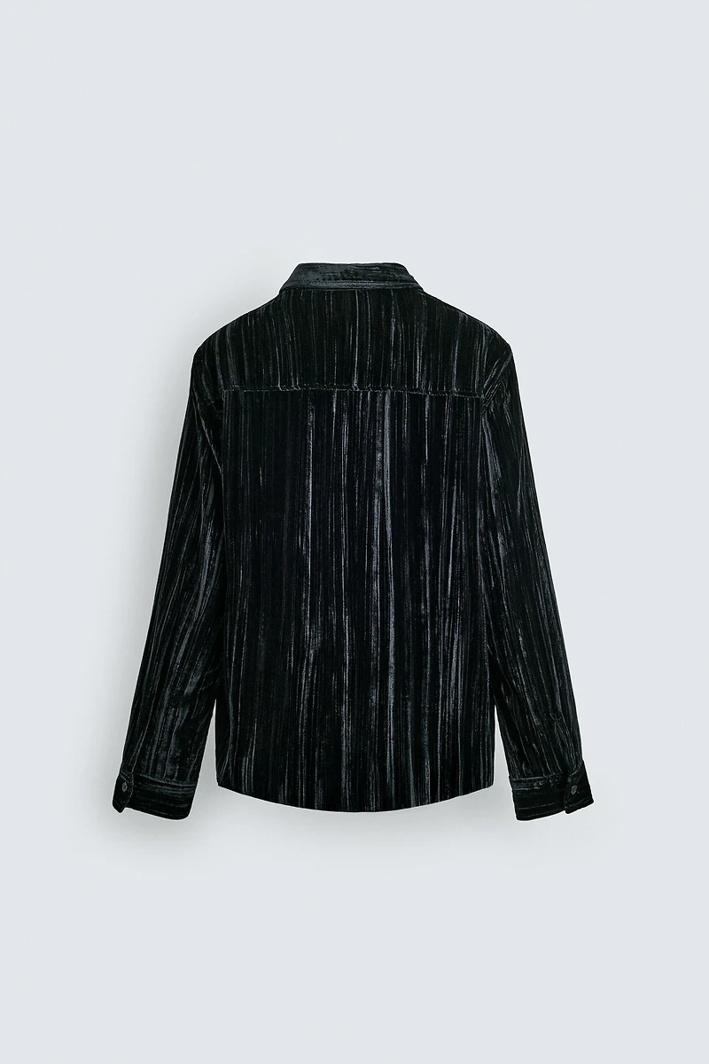 PLEATED VELVET OVERSHIRT