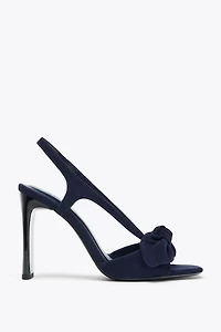 SUEDE BOW HEELED SANDALS