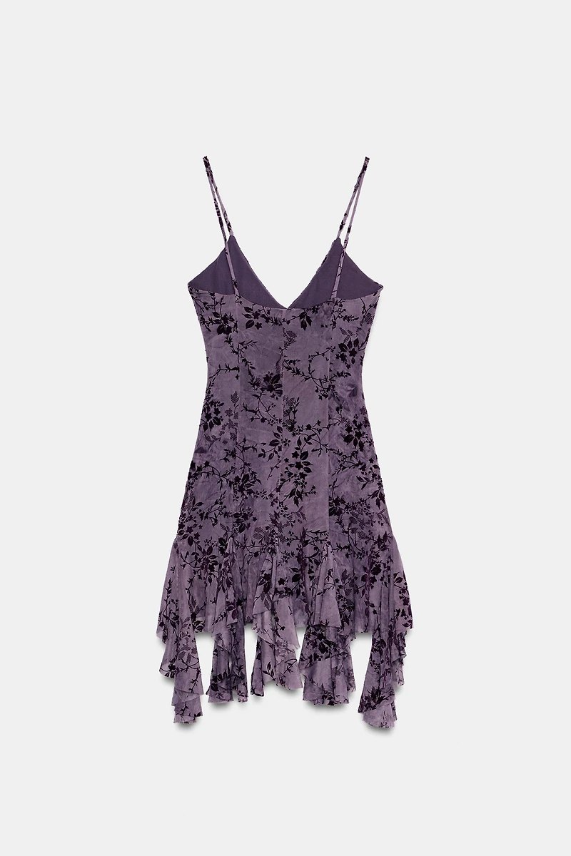ROBE EN TULLE FLOQUÉE À VOLANTS