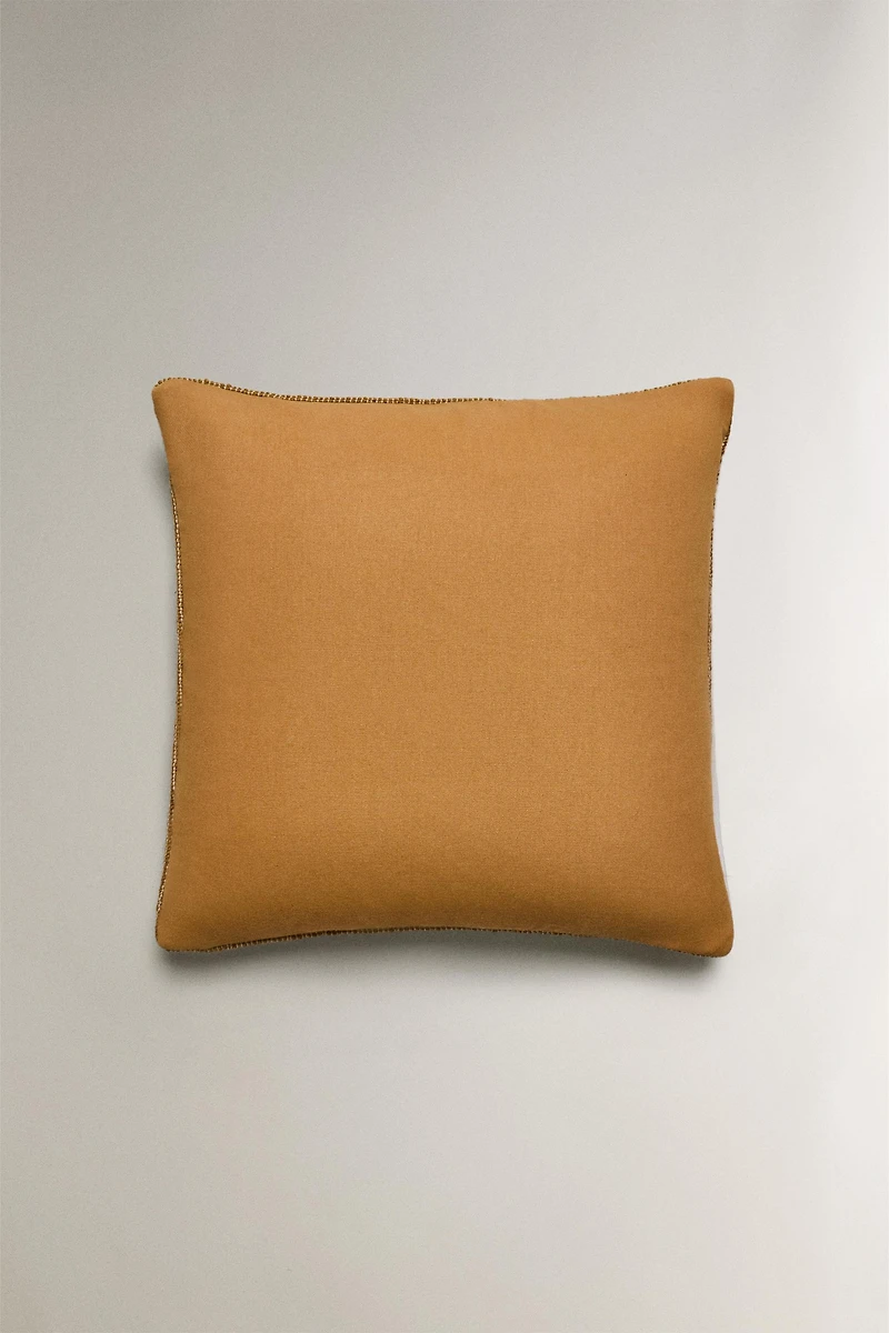 COTTON AND WOOL THROW PILLOW COVER