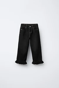 RUFFLED HEM CULOTTE JEANS